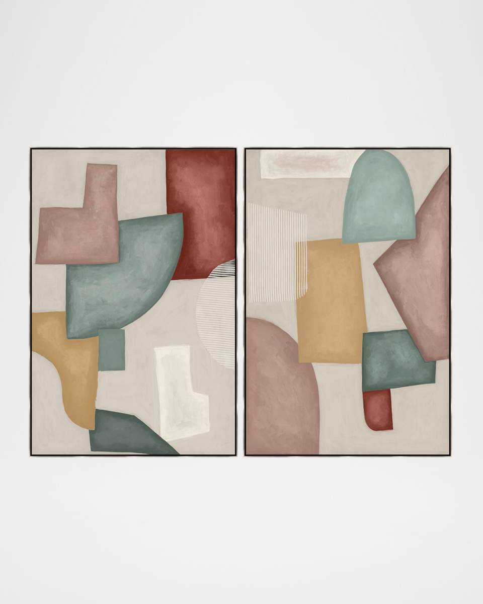 "Somber Shapes" Set of 2 Framed Giclees by Bella Lane, 31.5" x 46.5"